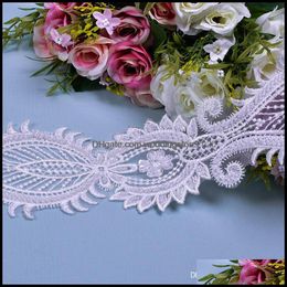 wedding dress ribbon trim UK - High Quality White Rayon Lace With Bead Embroidery Trim Wedding Dress Ribbon Sewing Accessories M005 Drop Delivery 2021 Fabric Party Eve