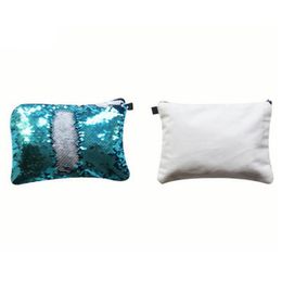 Cosmetic Bags Sublimation Blank Makeup Bag Reversible Sequins Mermaid Zipper Pencil Cases Storage Pouch Bags Fashion Make Up Organiser BT897