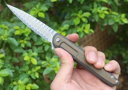 High Quality Flipper Folding Knife VG10 Damascus Steel Blade Stainless Steel + G10 Handle Ball Bearing Fast Open EDC Knives