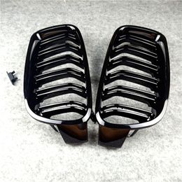 Pair Dual Line Auto Glossy black Mesh Grill Grilles for 3 Series F30 F31 F35 Racing Grille Grills 2012+