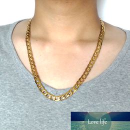 Masculine Choker Stainless Steel Gold Color Necklace 12MM 20''-36'' Inches Men Women Fashion Jewelry Curb Cuban Chain