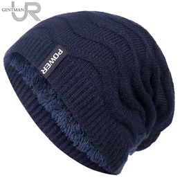 New Unisex POWER Label Winter Hats For Men & Women Wave Design Add Fur Lined Warm Ski Beanie Knitted Hat High Quality Bonnet Cap Y201024
