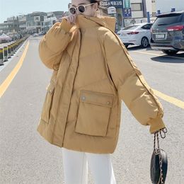Woman Parkas Plus Size Winter Warm Thick Hooded Coat Pocket Padded Bubble Puffer Jacket Loose Casual Preppy Parka Outwear 201217