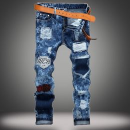 Denim Designer Hole Jeans High Quality Ripped for Men Size 28-38 40 42 Autumn Winter Plus Velvet HIP HOP Punk Streetwear 201117