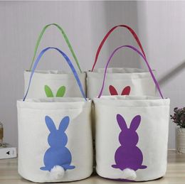 Easter Basket Sequins Embroidered Rabbit Tail Bucket DIY Handmade Tote Bag Happy Easter Party Decorative Baskets 16 Designs BT896