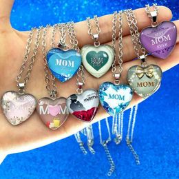 mom Necklace Love You Glass Cabochon Heart Necklace Pendants Best Mom Fashion Jewellery Mother Gift Will and Sandy