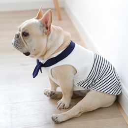 Striped Pet Dog Clothes Navy Style Pets Clothing Cotton Puppy Outfit Costume Soft French Bulldog Clothes For Dog Coat Ropa Perro 201118