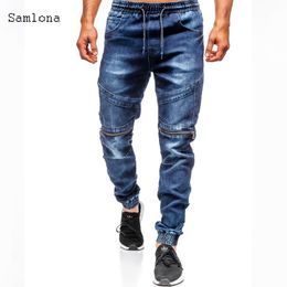 Newest Fashion Hot Men's Long Straight Leg Slim Fit Casual Elastic Foot Opening Denim Pants Knee double Zipper Skinny Jeans Men C1123