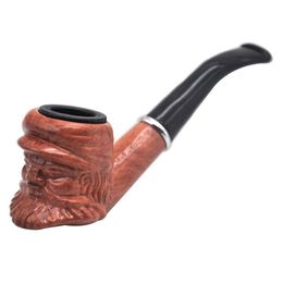 -Madeira clássica fez fumar tubo barbudo homem com alça longa e boca plana erva seca do tabaco queimador A00