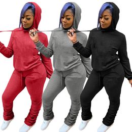 Women outfits plus size 2X jogging suit fall winter clothing long sleeve tracksuits hood hoodiles+pants two piece set black sweatsuits 4342