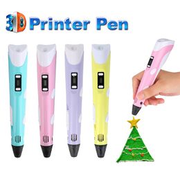 Second Generation 3D Printer Pen DIY 3 packs PLA Filament Arts 3D Pen Drawing Creative Gift For Kids Design Painting USB Cable Charge Without Box pacage