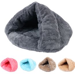 Winter Warm Pets Bed 9 Colours Soft Fleece Thicken Nest Small Puppy Dogs Kennel Bed Kitten Cave Sleeping Bag Puppy House 201123