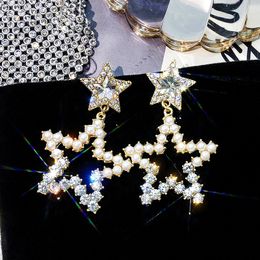 Five Pointed Star Water Drill Earrings Mother Temperament Korean Long Earrings 2019 New Earrings Multi Layer Geometric Fashion Girl Earring