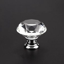 Knob Screw Fashion 30mm Diamond Crystal Glass Door Knobs Drawer Cabinet Furniture Handle Knob Screw Furniture Accessories EEA2222