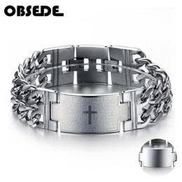 OBSEDE Men Punk 's Prayer Jesus Cross Bracelet Titanium Steel Bracelets 316L Stainless Jewellery Charm Bangle Chain Wristband1