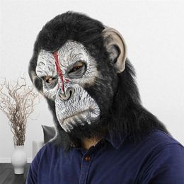 Halloween Scary Realistic Ghastful Creepy Horrible Man Ape Mask Masquerade Supplies Cosplay Costumes Party Props Y200103