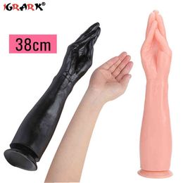 NXY Dildos 38*7 3cm Realistic Hand Dildo Huge Fist Anal Stuff Butt Plug Long Arm Suction Cup Dick Cock Vagina Sex Toys for Women Lesbian 0105
