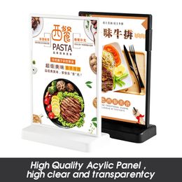 A4 Acrylic 8.5" X 11" Clear Single Sheet Slant Back Design Sign Display Holder Stands Tabletop For Menu Pictures Flyer Promo Ads