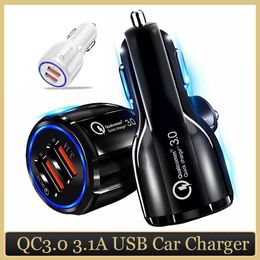 QC3.0 USB Fast Charging 3.1A Car Charger CE FCC ROHS Certified Dual Ports Quick Charging for Samsung Huawei iPhone