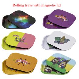 Multi-color Rolling Tray With Magnetic Lid Cover BACKWOODS Rolling Trays Set Metal Pallet Ashtray AC159