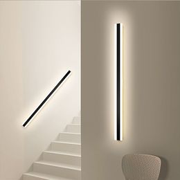 Acrylic LED creative line long Aluminium wall lamp Nordic aisle living room TV background bedroom bedside lamps