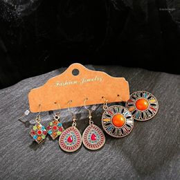 orange flower earrings UK - Dangle & Chandelier Vintage Gypsy Multicolor Earrings Set Women Ethnic Orange Beads Earring Dreamcatcher Flower Earring1