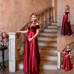 Off Shoulder Red Evening Dresses for Pregnant Women Long Prom Gowns Plus Size Meternity Spacial Occasion Dress Robe de soiree