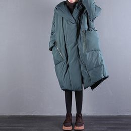 KJMYYX Oversize Winter Jacket Woman Parka Female Loose Plus Size Cotton Padded Snow Wear Korean Hooded Outerwear Long Coat 201125