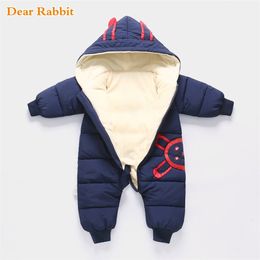 2020 New born Baby Wear Winter Jumpsuit Snowsuit Boy Warm Plus velvet Romper Down Cotton Girl clothes infant overcoat clothing LJ201007