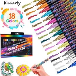 6/12/18/24 Colours 0.7mm Metallic Marker Pens Set Acrylic Paints DIY Drawing Graffiti Painting School Supply Art Stationery 201226