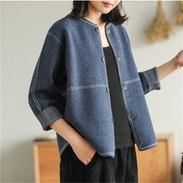 Women jackets Autumn Fashion Retro Loose Knitting Coat New Female Tops O-Neck Long-sleeved Button Casual Mori girl jackets T200828