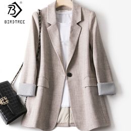 Spring New Women's Fashion Solid Ins Jacket Full Sleeve Notched Single-Button Pockets Slim Female Coat Office Lady C9D211K 201026