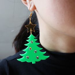 -2021 Navidad NUEVO Glitter Acrílico Árboles de Navidad Grandes Pendientes de gota para mujeres Joyería de moda Accesorios de moda