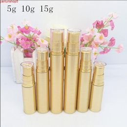 Free Shipping 5ml 10ml 20ml Golden plastic Vacuum Pump Bottle Eye Cream Liquid Foundation Empty Cosmetic Containersgood quantity