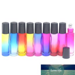 10pcs Gradient Colourful 10ml Roll On Glass Vial Empty Fragrance Perfume Essential Oil 10cc Roller Bottle