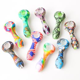 4.5inches Silicone Smoking Pipe Tobacco Hand Pipe Oil Burner Spoon Shape Pipe glass oil rig smoke accessory