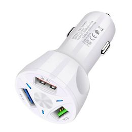 USB Car Charger Cell Phone Chargers QC 3.0 Universal 3 Port Mobile Fast Charging