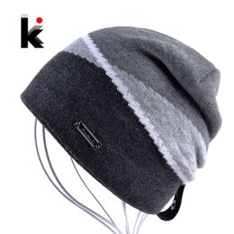 Winter Men's Skullies Gorro Brand Beanie Plus Velvet Hip-hop Hat Knitted Caps Boy Hats Beanies For Men Bonnet Touca Inverno Y201024