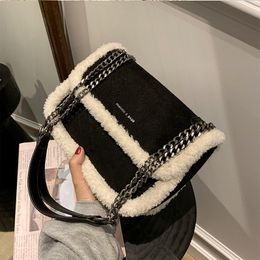 Cross Body Plush Square Crossbody Bag 2021 Winter High-quality Matte PU Leather Women's Designer Handbag Chain Shoulder Messenger