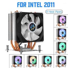 -4 Kupfer-Wärmerohre CPU-Kühler-Lüfter 90mm RGB Aurora-Kühllüfter Computer-Gehäusekühler-Kühlkörper-Kühler für Intel LGA 20111
