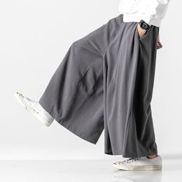 MrGoldenBowl Store Autumn Causal Baggy Pants Chinese Style Draped Cotton Pants Mens Loose Traditional Wide Leg Pants Male 201118