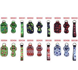 Christmas Styles 30ML Hand Sanitizer Bottle Holder Keychain Bags Keychain Chapstick Holder Neoprene Wristlet Wholesale Hand Soap Holder Set