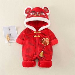 Winter born Baby Romper Boy Girl Clothes Chinese Traditional Year Costume Party Outfits Infant Rompers Jumpsuit for 0-18M 220106