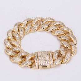 Luxury Designer Jewellery Mens Bracelets Cuban Link Chain Bracelet 19mm Iced Out Diamond Tennis Love Bangle Hip Hop Charm Gold Silver Fashion