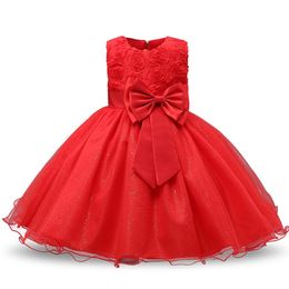 Long Sleeve Infant Red Christmas Dress Baby Party Dresses For Baby Girls Christening Dress 1 Year Birthday Newborn Baby Clothes LJ201221