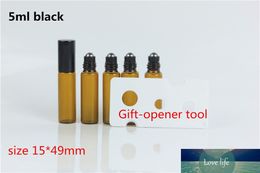 30pcs/lot 5ml Amber Glass Brown Roll-on Bottles Portable Essential Oil Jar Bottle With Glass Roller Ball Glass Perfume Bottle