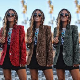 2019 Leopard Print Blazer Feminino Clothes with Button Blazer Jacket Yellow Red Grey Colors Fashion Womens Jackets and Coats X1214