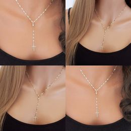 new pattern chain Canada - Retro Cross Pendant Collarbone Necklace Jewelry Women Plated Gold Fashion Chain New Pattern 1 2ld J2