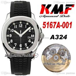 KMF 5167A-001 PP324CS A3234 Automatic Mens Watch Steel Case Black Textured Dial Stick Number Markers Rubber Strap Watches Super Edition Puretime A1