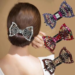 Bow Rhinestones Barrettes For Girls Women Elegant Bling Rhinestone Bows Hairpins Prom Hair Accessories Fashion